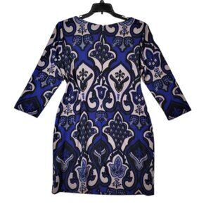Just Taylor Women’s Size 4 Multicolored Paisley Dress Long Sleeves Stretch Back